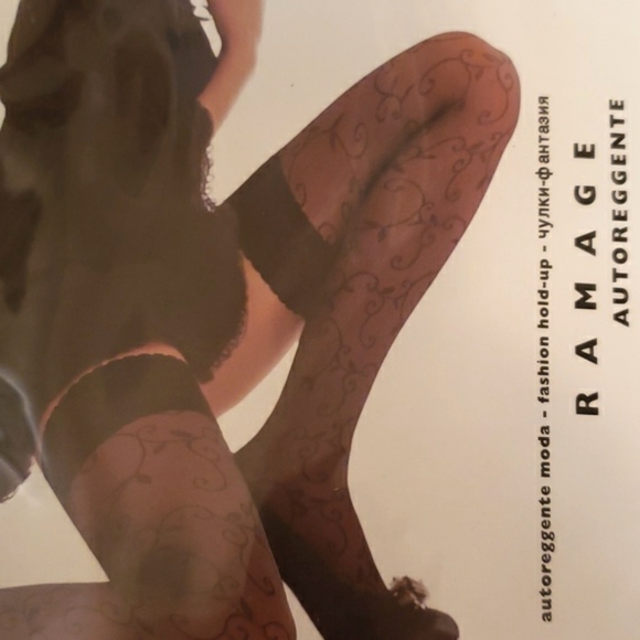 New Filodoro Fashion Ramage Hold Up Thigh High Stockings S/M Black - Picture 2 of 6